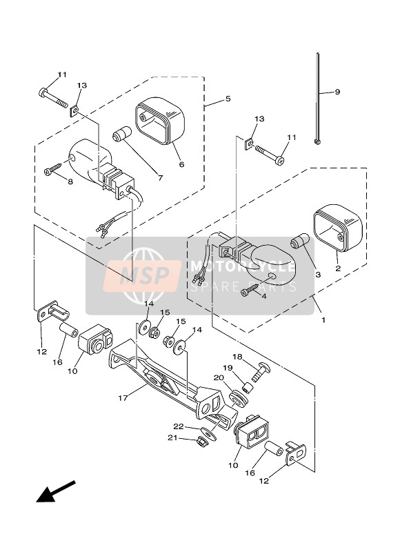 4VPH33303000, Clignotant Ar 1 Cplt, Yamaha, 1